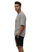 Polyester Printed T-shirt With Matching Shorts, Grey 