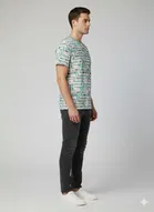 Cotton Blend Printed T-Shirt for Men, Blue 