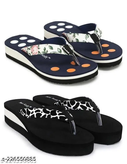 EVA Flip-flops for Women (Multicolor, 6) Pack of 2
