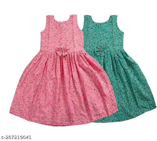 Pack Of 2 Frocks & Dresses for Girls (Pink, 10-11 Years)