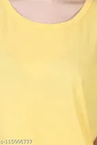 Cotton Solid T-Shirt for Women, Yellow 