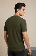 Polyester Round Neck T-shirt for Men, Olive 