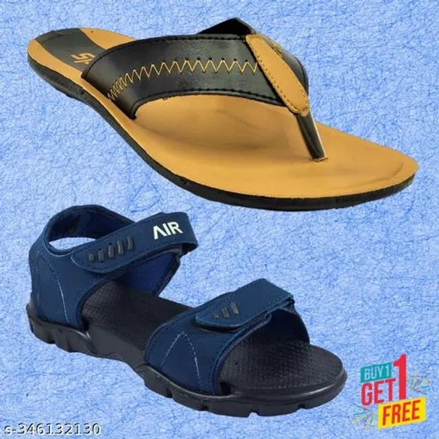 Sandal with Flipflop for Men (Multicolor, 9) (Pack of 2)