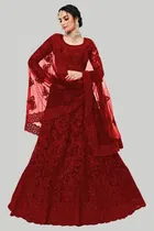 Net Embroidred Semi Stiched Lehenga Choli for Women 