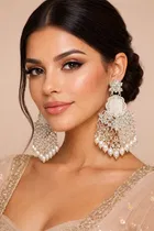 Brass Earrings for Women & Girls, Silver