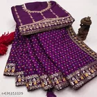 Chiffon Solid Saree For Women, Purple