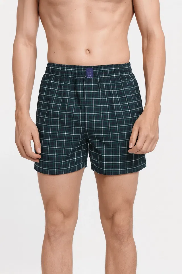 Polycotton Checkered Boxer for Men (Multi, M)