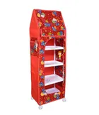 Baby 5 Shelve Unbreakable Material PVC Collapsible Wardrobe, Finish Color - Printed- Red, DIY, Do-It-Yourself- Red Color, Pack of 1