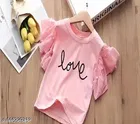 Hosiery Cotton & Denim Printed Clothing Set for Kids, Pink 
