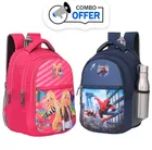 Polyester Cartoon Theme School Bag for Kids (Multicolor, 25 L) (Pack of 2)