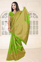 Jacquard Woven Design Saree for Women, Green 