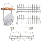 2 Pcs Stainless Steel Dish Rack & Chakla Belan Stand with Hooks & Ladle Stand 