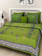 Sanganeri Jaipuri Traditional Printed Double Bed Sheet with 2 Pillow Covers 