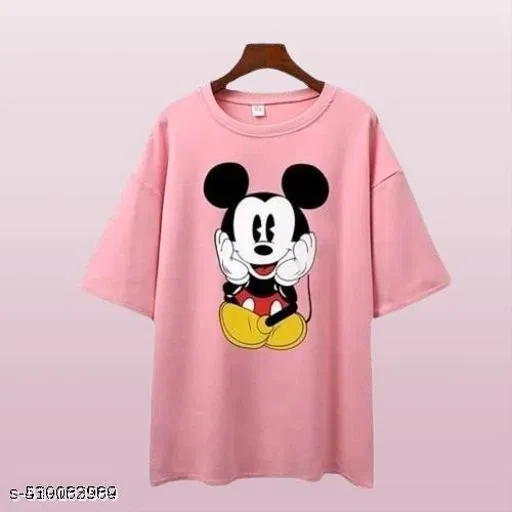 Cotton Blend T-shirt for Women, Pink (S)