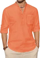 Full Sleeves Solid Short Kurta for Men 