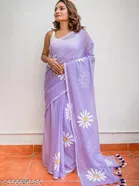 Lien Printed Saree for Women, Purple 
