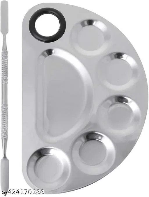 Stainless Steel Professional Beauty Salon Color Cream Cosmetic Mixing Makeup Palette, Spatula Makeup Artist Nail Art Tool