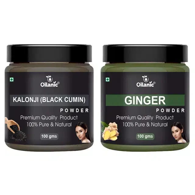Natural Kalonji (Black Cumin) & Ginger Powder for Skin & Hair (Pack of 2, 100 g)