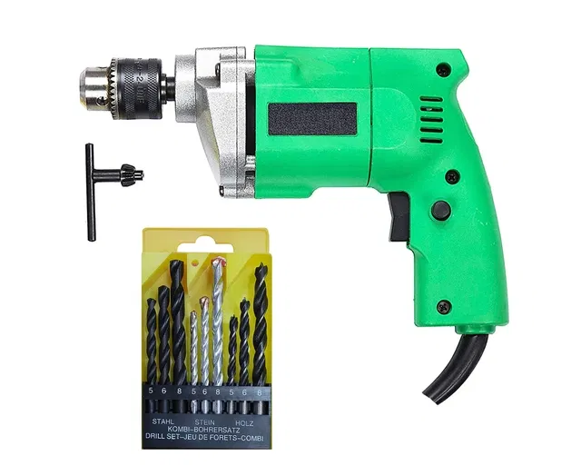 Shopper52 350W Electric Drill – 10mm Pistol Grip Drill with 13 HSS Bits & 1 Masonry Bit Combo (Pack of 1)