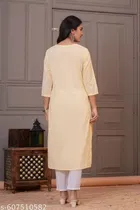Cotton Chikankari Kurti for Women, Yellow 