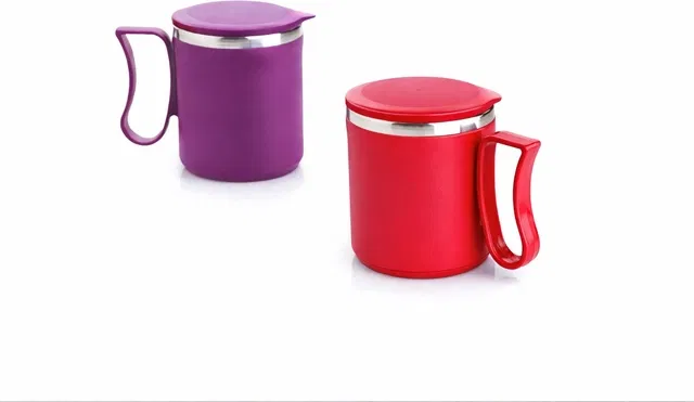 Stainless Steel Coffe Mug, Multicolour, Pack of 2 (300 ML)