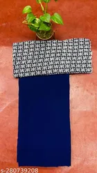 Georgette Solid Saree for Women, Blue 