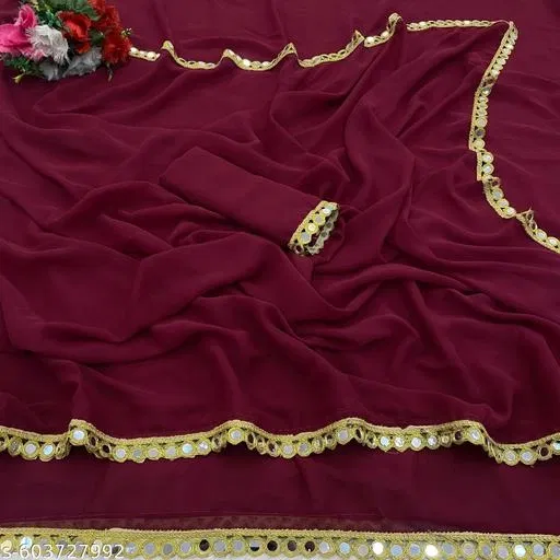 Elegant Saree for Women (Purple, Free Size)