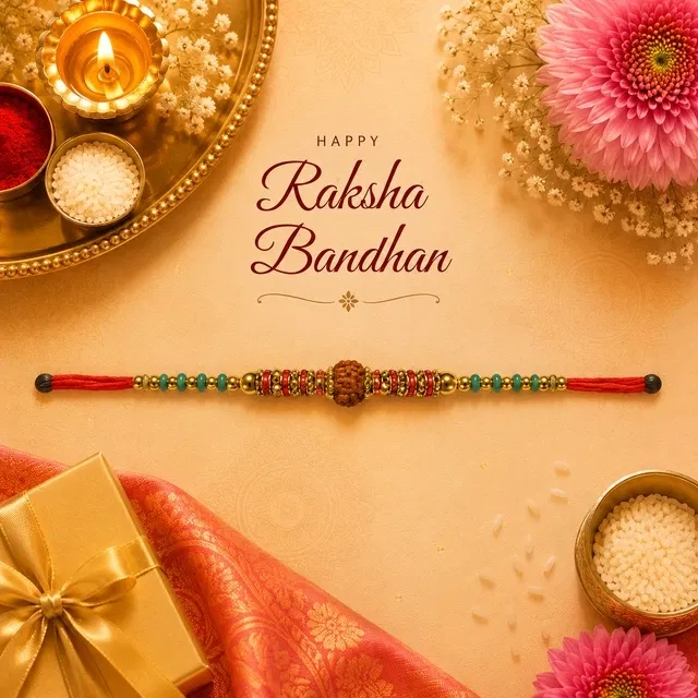 Rudraksh Rakhi for Brother Multicolor