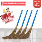 Captain Shine Grass Broom with Plastic Handle, 4x350g [Net], 112cm 