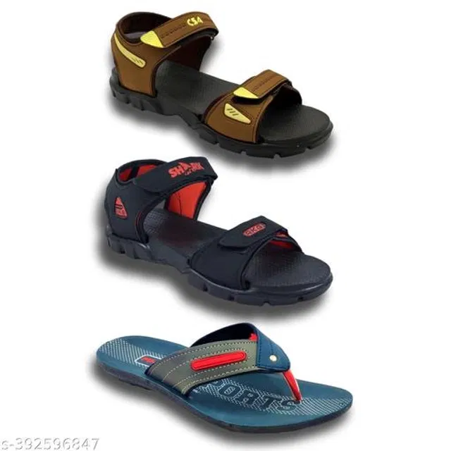 Sandals with Flipflop for Men (Multicolor, 10) (Pack of 3)