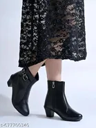 Shoetopia Synthetic Heeled Boots Black 