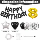 8th Happy Birthday Balloon Decoration Kit ,Black, Set Of 1