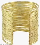 Trendy Wire Layered Stainless Steel Bracelet for Women, Gold