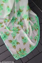 Georgette Printed Saree for Women, Green 