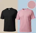 Polyester Round Neck T-shirt for Men, Multicolour, Pack of 2 
