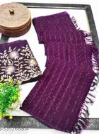 Georgette Solid Saree for Women, Purple 