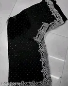 Georgette Embellished Saree For Women, Black