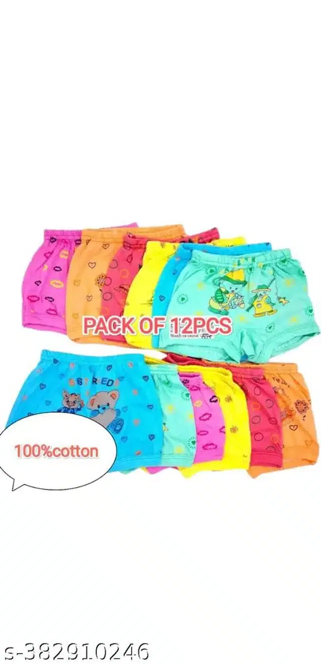 Cotton Innerwear Shorts for Kids (Multicolor, 6-7 Years) (Pack of 12)