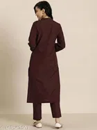 Viscose Silk Solid Kurta With Paint Set for Women, Maroon 
