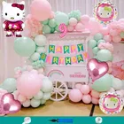 Hello Kitty Theme 9th Happy Birthday Decoration Items For Girls , Multicolor, Pack of 110