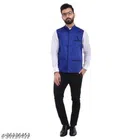 Cotton Ethnic Jacket for Men (Royal Blue, L)