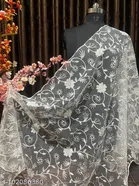 Floral Embroidered Net Dupatta for Women 