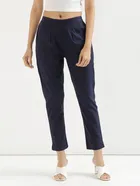 Rayon Regular Fit Trouser for Women (Navy Blue, XXL)