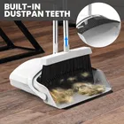 Enmora Active Broom and Dustpan Set Long Handled Broom Dustpan Combo - Upright Standing Lobby Broom and Dust Pan Brush w/Handle - Great Edge, Lightweight and Robust 