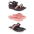 Combo of Heels with Slippers for Women (Multicolor, 7) (Pack of 3)