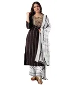Rayon Embroidered Kurta with Pant & Dupatta for Women 