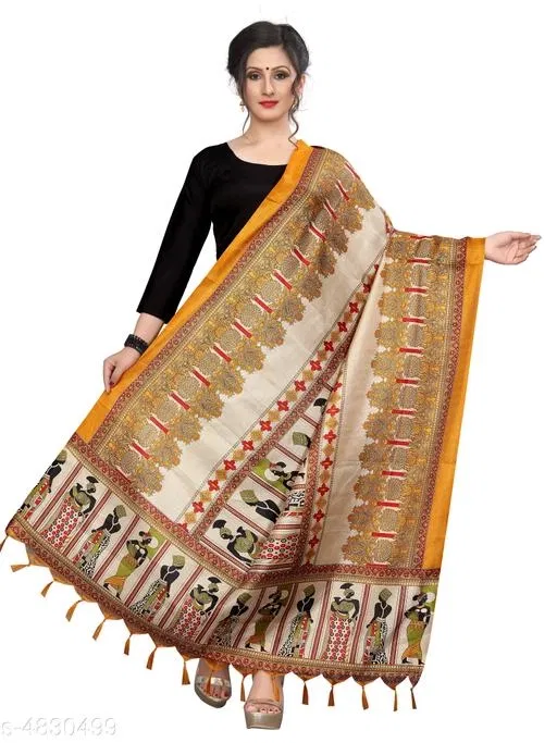 Cotton Silk Dupatta for Women (Multicolor, One Size)