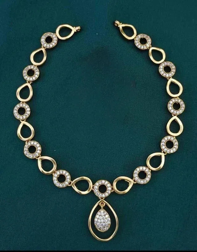 Zircon Gold-plated Jewellery Set for Women (Orange, Free Size)