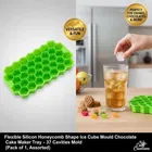 Silicon Honeycomb Shape Ice Cube Mould Tray-37 Cavities Mold, Pack of 2, Assorted