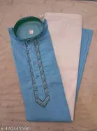 Cotton Solid Kurta Set for Men, Sky Blue 
